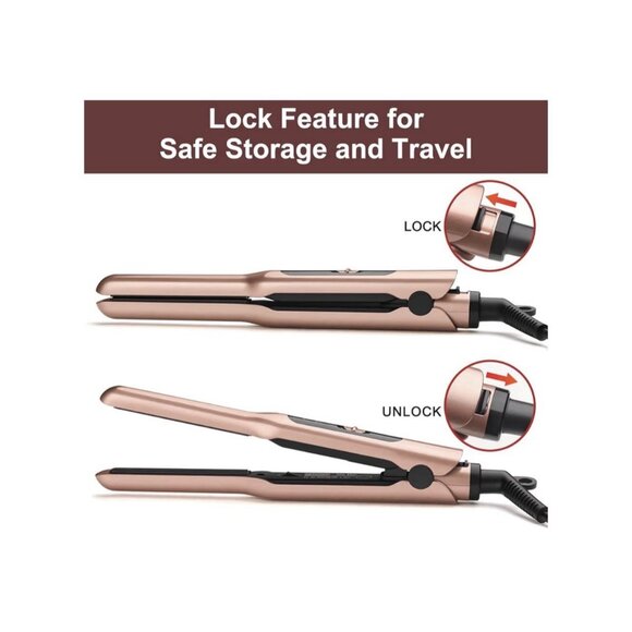 Small Flat Iron 3/10" Mini Hair Straightener for Short Hair Curling Iron - Picture 6 of 9